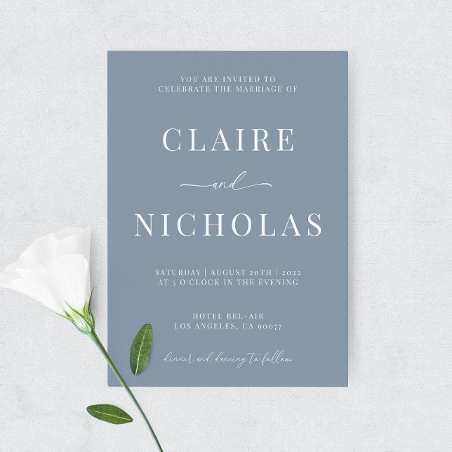 Dusty Blue Modern Elegant Wedding Invitation (Creator Uploaded)