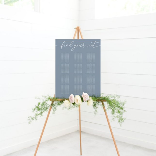 Dusty Blue Modern Elegant Wedding Seating Chart Foam Board (Creator Uploaded)