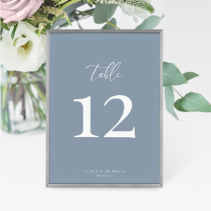 Dusty Blue Modern Elegant Wedding Table Number