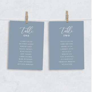 Dusty Blue Modern Elegant Wedding Table Seat Card