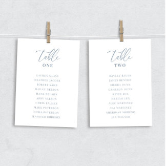 Dusty Blue Modern Elegant Wedding Table Seat Card
