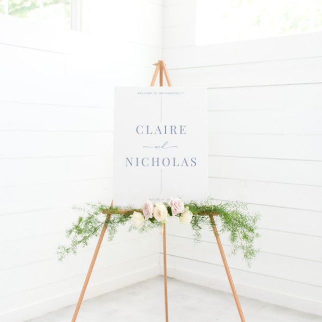 Dusty Blue Modern Elegant Wedding Welcome Sign (Creator Uploaded)
