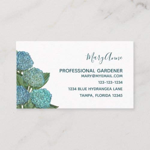 Dusty Blue Modern Floral Foliage Hydrangea Note Ca Business Card