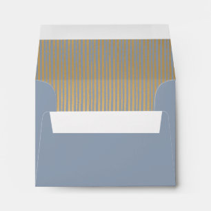 Dusty Blue Modern Gold Striped RSVP Envelope
