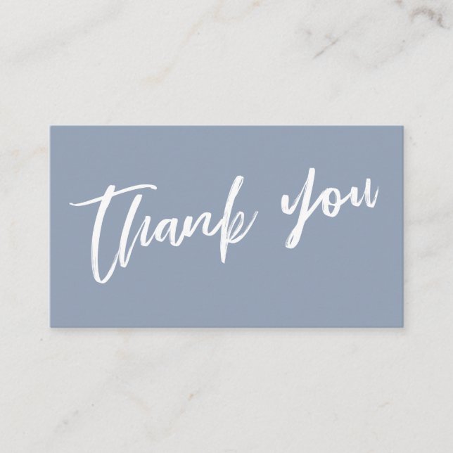 Dusty Blue Modern Handwriting Wedding Thank You Enclosure Card (Front)