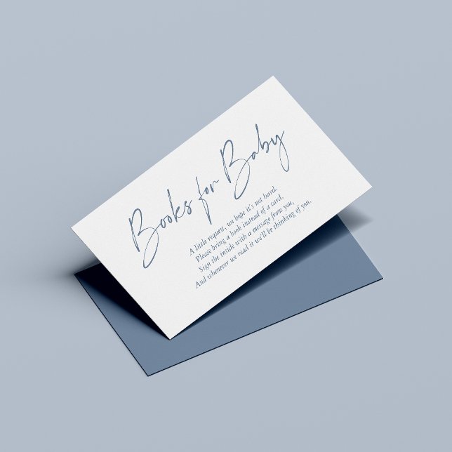 Dusty Blue Modern Handwritten Books for Baby Enclosure Card (Creator Uploaded)