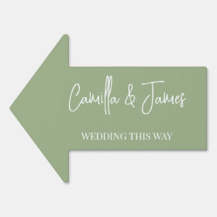 Dusty Blue Modern Handwritten Wedding This Way S Sign