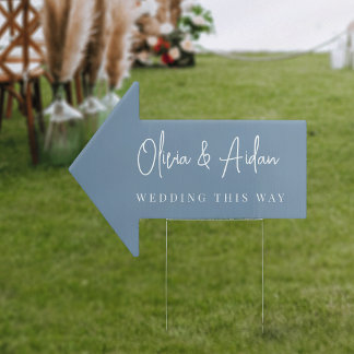 Dusty Blue | Modern Handwritten Wedding This Way Sign
