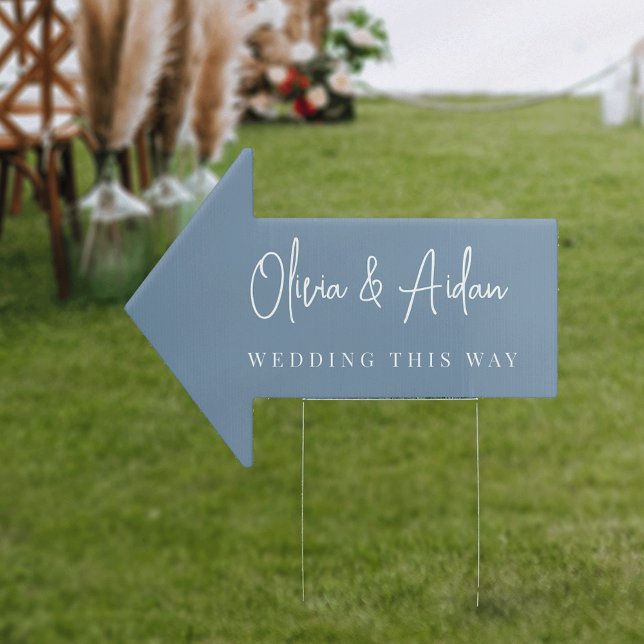 Dusty Blue | Modern Handwritten Wedding This Way Sign (Creator Uploaded)
