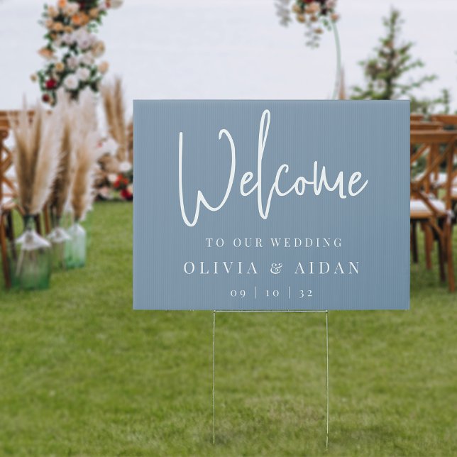 Dusty Blue | Modern Handwritten Wedding Welcome Sign (Creator Uploaded)