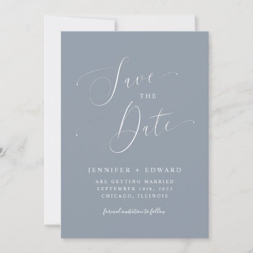 Dusty Blue Modern Minimal Save The Date