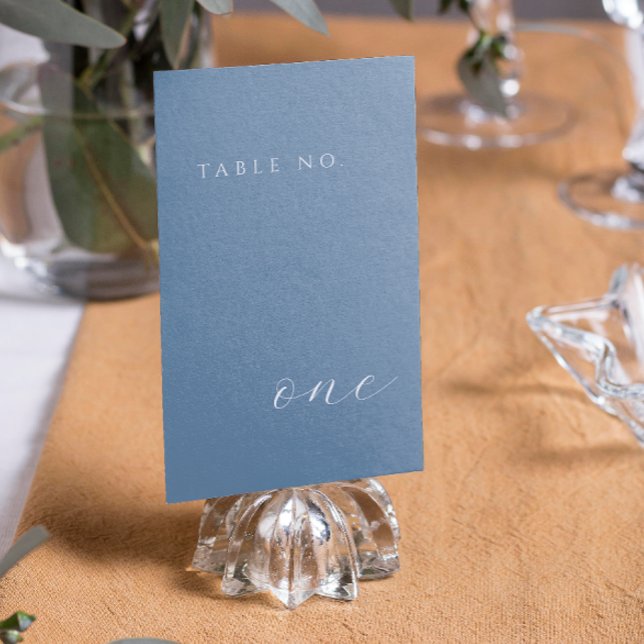 Dusty Blue Modern Minimal Table Number Card (Creator Uploaded)