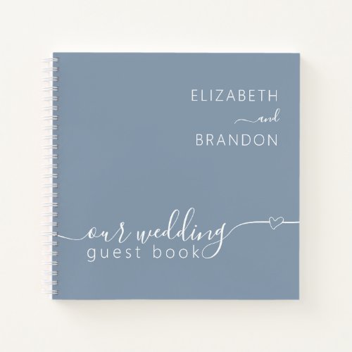 Dusty Blue Modern Minimal Wedding Guest Book