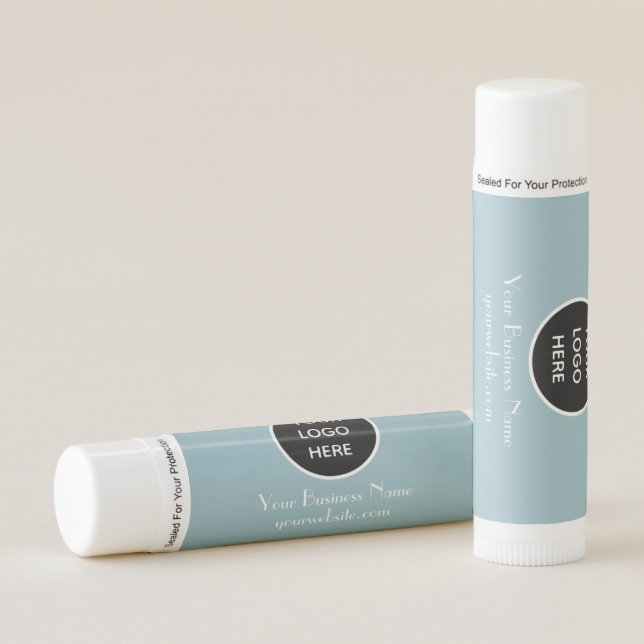 Dusty Blue Modern Minimalist Custom logo Modern Lip Balm (Front)