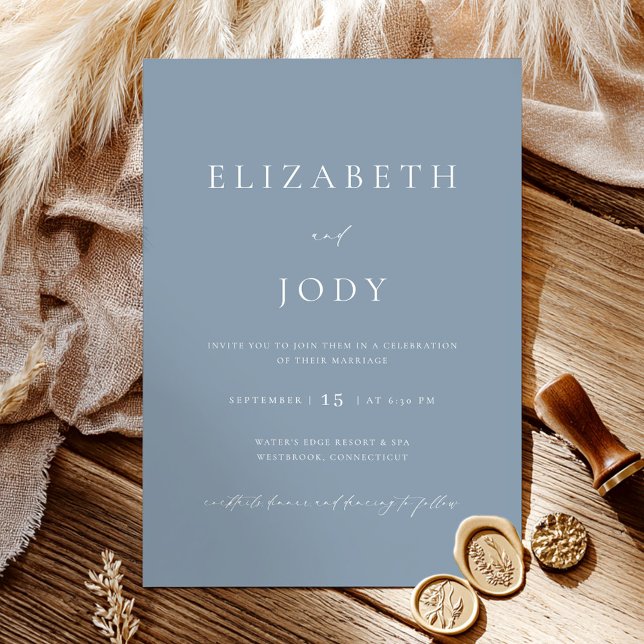 Dusty Blue Modern Minimalist Elegant Wedding  Invitation (Creator Uploaded)