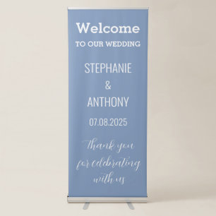 Dusty Blue Modern Minimalist Elegant Wedding Retractable Banner