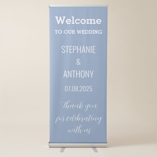 Dusty Blue Modern Minimalist Elegant Wedding Retractable Banner