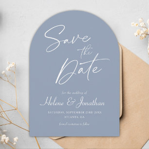Dusty Blue Modern Minimalist Elegant Wedding Save The Date