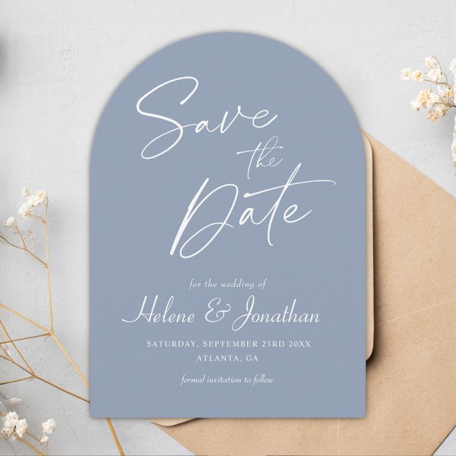 Dusty Blue Modern Minimalist Elegant Wedding Save The Date (Dusty Blue Modern Minimalist Elegant Wedding Save The Date)