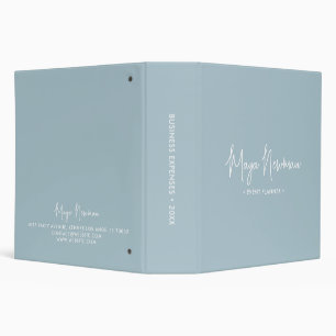 DUSTY BLUE Modern Minimalist Feminine Monogram 3 Ring Binder