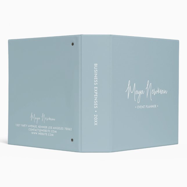 DUSTY BLUE Modern Minimalist Feminine Monogram  3 Ring Binder (Background)