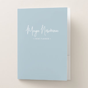 DUSTY BLUE Modern Minimalist Feminine Monogram  Pocket Folder