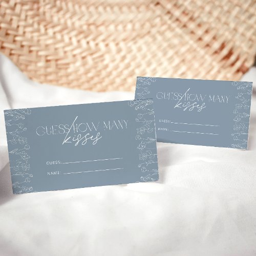 Dusty Blue Modern Minimalist Guess How Many Kisses Enclosure Card