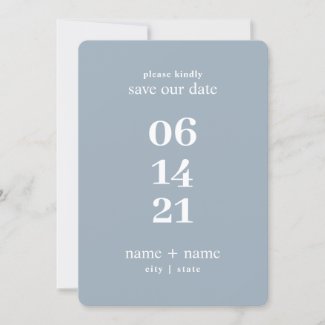 Dusty Blue Modern Minimalist Wedding Big Numbers