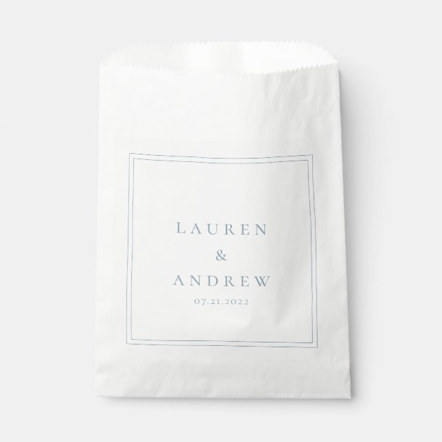 Dusty Blue Modern Minimalist Wedding Favor Bag (Front)