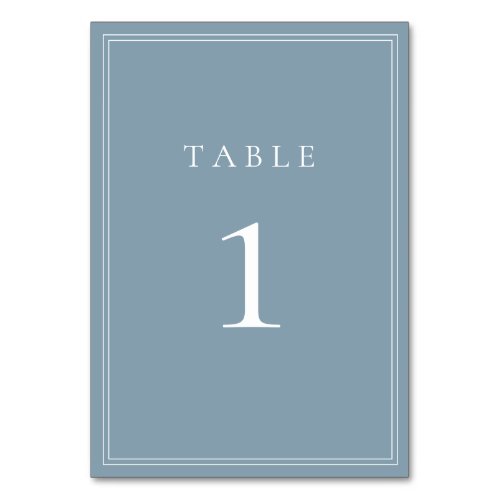Dusty Blue Modern Minimalist Wedding Table Number