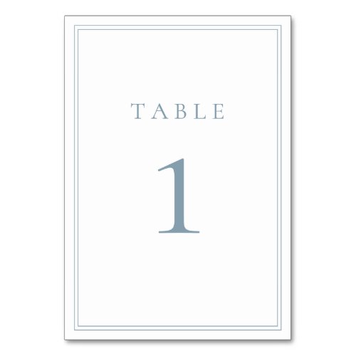 Dusty Blue Modern Minimalist Wedding Table Number