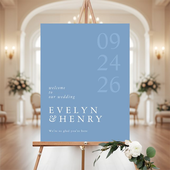 Dusty Blue Modern Minimalist Wedding Welcome Foam Board (Creator Uploaded)