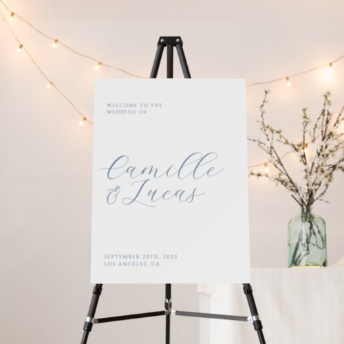 Dusty Blue Modern Minimalist Wedding Welcome Sign