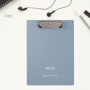 Dusty Blue   Modern Monogram Clipboard
