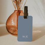 Dusty Blue | Modern Monogram Luggage Tag<br><div class="desc">This modern minimalist luggage tag design features a light dusty blue colored background,  with your initials in bold white text for a look that is simple and stylish,  yet professional.</div>