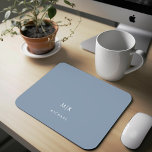 Dusty Blue | Modern Monogram Mouse Pad<br><div class="desc">This modern mousepad features a dusty blue background,  with your initials in bold white text for a look that is simple and professional.</div>