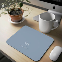 Dusty Blue | Modern Monogram Mouse Pad