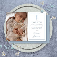 Dusty Blue Modern Photo Baptism Christening