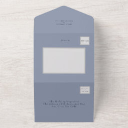 Dusty Blue Modern Photo Wedding All In One Invitation | Zazzle