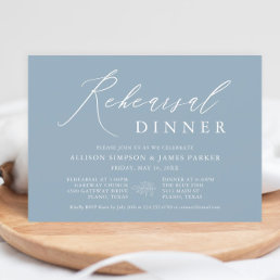 Dusty Blue Modern Rehearsal Dinner Invitation