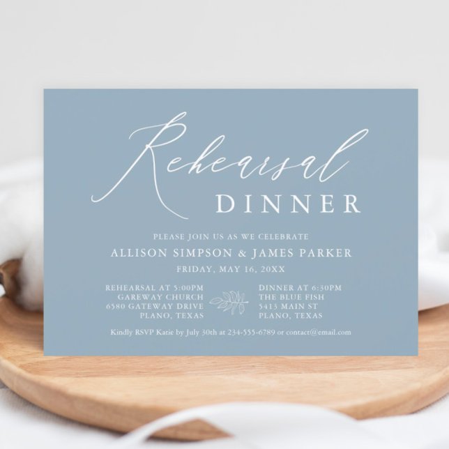 Dusty Blue Modern Rehearsal Dinner Invitation (Creator Uploaded)