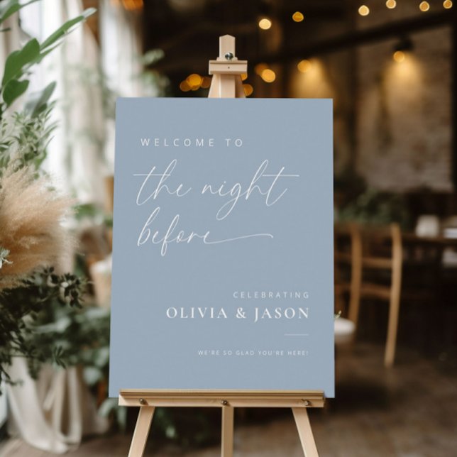 Dusty Blue Modern Rehearsal Dinner Welcome Sign (Creator Uploaded)