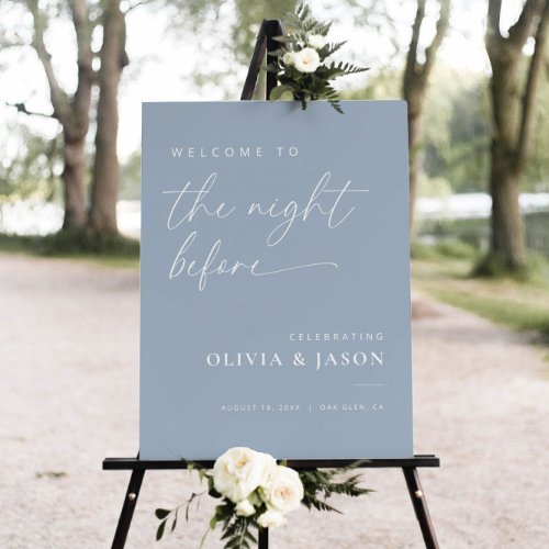 Dusty Blue Modern Rehearsal Dinner Welcome Sign