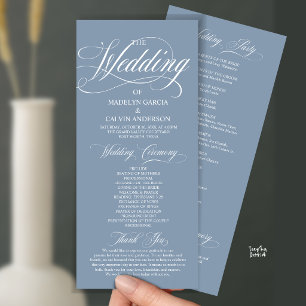 Dusty Blue Modern Script All In One Wedding Program