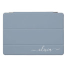 Dusty Blue Modern Script Elegant Monogram Name iPad Pro Cover Dusty Blue Modern Script Elegant Monogram Name iPad Pro Cover