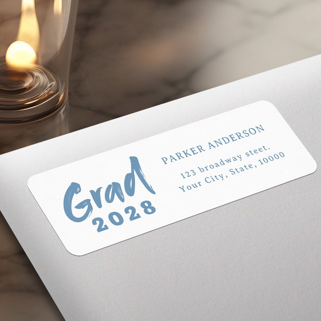 Dusty Blue Modern Script Graduation Return Address Label (Dusty Blue Modern Script Graduation Return Address Label)