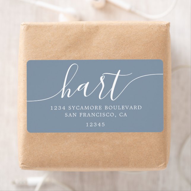 Dusty Blue Modern Script Return Address Label (Insitu)