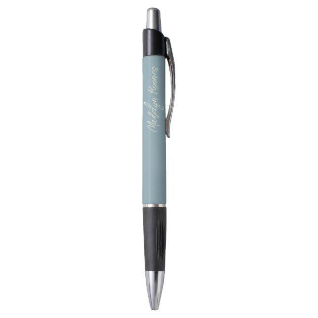Dusty Blue Modern Script Typography Personalized Pen (Bottom (Vertical))