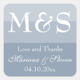 Dusty Blue Modern Script Wedding Square Sticker