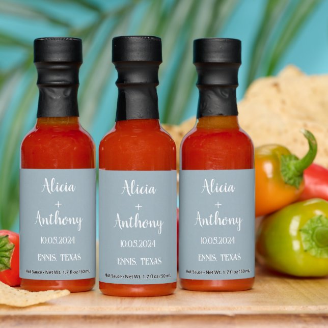 Dusty Blue Modern Simple Elegant Wedding Hot Sauces (Multi)